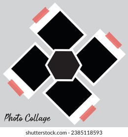 5 photo collage template. vector illustration, new collections