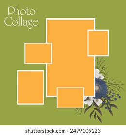 5 photo collage template. vector illustration, new collections