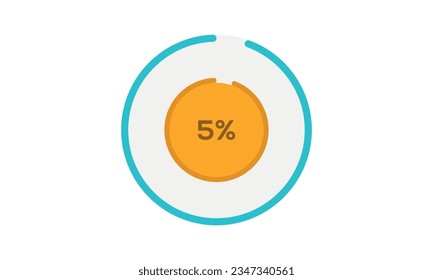 5% pie chart template, pie chart 5% vector, pie chart illustration