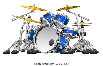 5 Piece Drum Set Musical Instrument Illustration