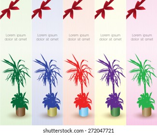 5 pieces of colorful potted flowers