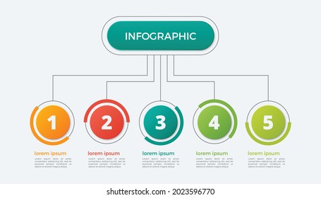 5 point. Business infographics. Organization chart with 5 options. 