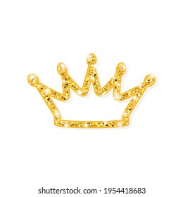 5 Point Crown Golden Glitter Icon. Clipart Image Isolated On White Background