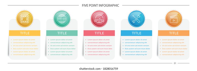 5 point infographic with bullet points
