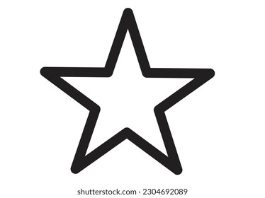 5 pointed Star Black Thick Outline drawing. Editable Clip Art.