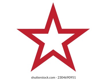 5 pointed Star Red Thick Outline drawing. Editable Clip Art.