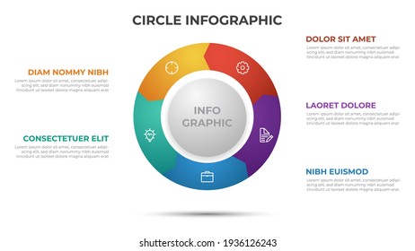 5 Points Infographic Template With Circle Layout Vector.