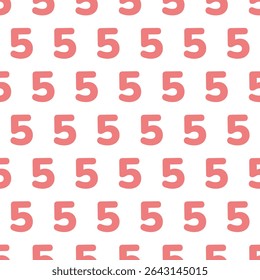 5 points seamless pattern. Five numbers simply print for kids. Vector illustration on white background