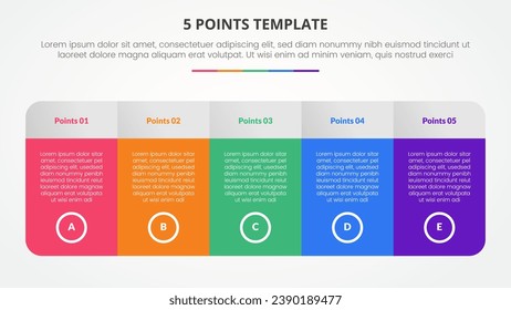 5 points stage template infographic concept for slide presentation with big table with gradient color and round shape with 5 point list with flat style