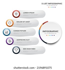 5 points of steps, circular list diagram , infographic element layout template vector with icons