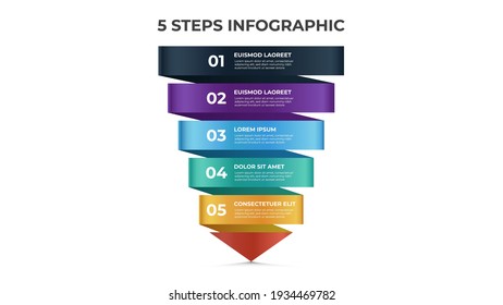 5 points of steps, infographic template, layout design vector with arrow diagram