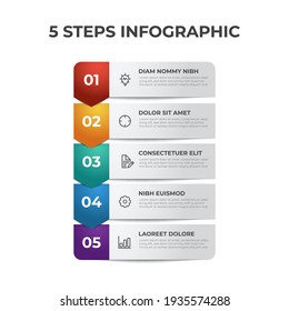 5 Stufen, Listendiagrammlayout mit Anzahl, Vorlage für Infografiken