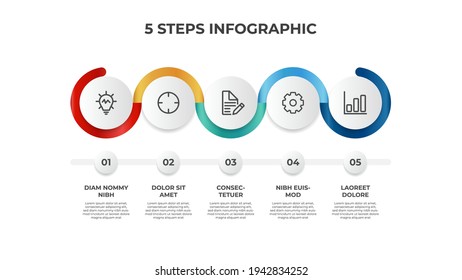 5 Points Of Steps, List Layout Diagram Vector, Infographic Element Template