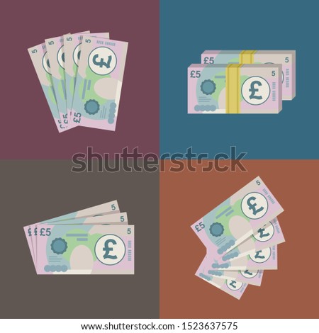 5 Pound sterling banknotes design. Vector Illustration.