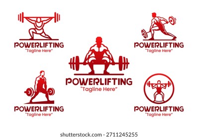 5 Powerlifting Logo Set Strength Heavy Lift Emblem Collection