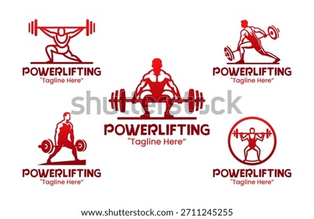 5 Powerlifting Logo Set Strength Heavy Lift Emblem Collection