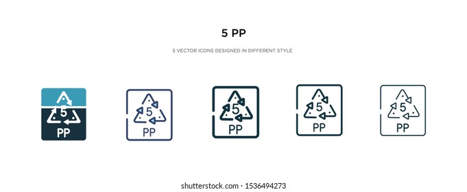 5 pp icon in different style vector illustration. two colored and black 5 pp vector icons designed in filled, outline, line and stroke style can be used for web, mobile, ui