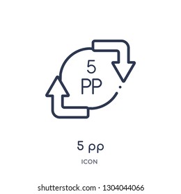 5 pp icon from user interface outline collection. Thin line 5 pp icon isolated on white background.