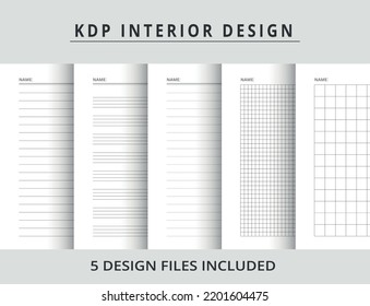 5 Printable notebook papers - kdp interior 