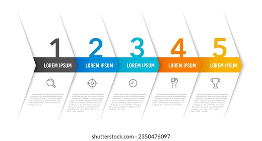 5 process arrows infographic template. Vector illustration.