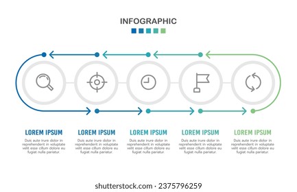 5 process cycle Infographic for business to succeed. Strategy, planning, report, and diagram. Vector illustration.