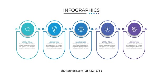 5 process infographic arrows design template. Planning, Marketing, Strategy and Business presentation.
