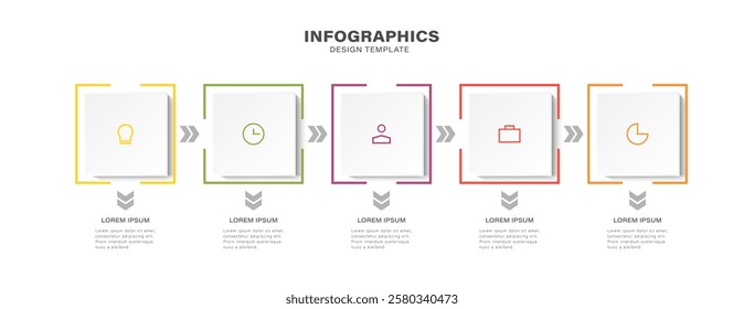 5 process infographic arrows design template. Strategy and Business presentation.