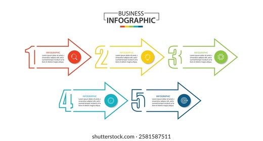 5 process infographic arrows design template. Strategy and Business presentation. Vector illustration.