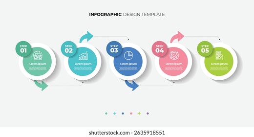 5 process infographic arrows design template. Planning, Marketing, Strategy and Business presentation.