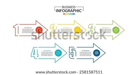 5 process infographic arrows design template. Strategy and Business presentation. Vector illustration.