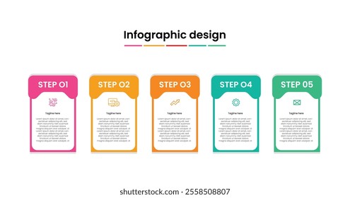 5 process infographic Modern shape design template. Planning, Marketing, Strategy and Business presentation. Vector illustration.
