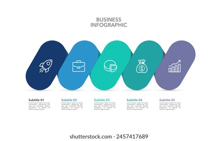 5 process infographic spring design template. Business growth presentation. Vector illustration.