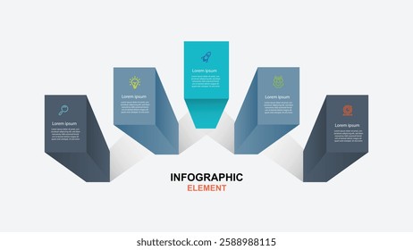 5 process infographic template. Timeline with 5 step can be used for workflow layout, business presentation and web graphic design 