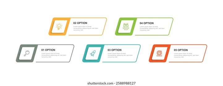 5 process infographic template. Timeline with 5 step can be used for workflow layout, business presentation and web graphic design 