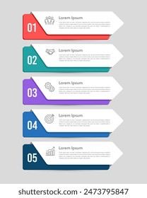 5 process or options of business to success. Infographic vertical labels design template. Choice, Choose, Step, and Business presentation. Vector illustration.