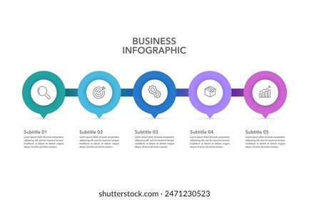 5 processes or options infographic circle design template. Business presentation, Report, Marketing, Banner and Brochure. Vector illustration.