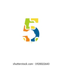 5 Ilustración del número del rompecabezas. Vector Eps10