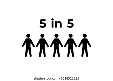 5 in 5 Representation of a Proportion human figure icon statistic prevalence