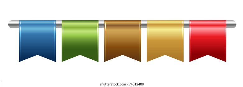 5 Ribbons, Isolated On White Background, Vector Illustration