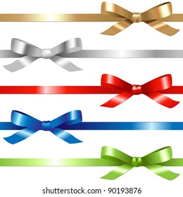 5 Ribbons,  Isolated On White Background, Vector Illustration