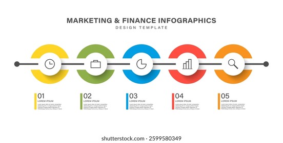 5 Round Infographic Elements with Icons for Presentations and Reports