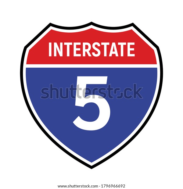 5 route sign icon. Vector road 5 highway\
interstate american freeway\
symbol