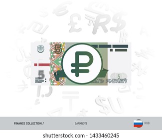 5 Russian Ruble banknote. Flat style vector illustration isolated on currency background. Finance concept.