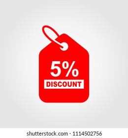 5% Sale Discount Banner. Sale discount icons. Special offer price signs. Discount Red Tag Isolated Vector Illustration.