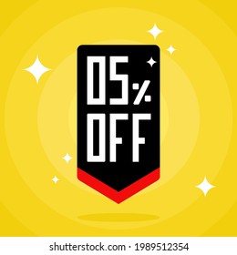 5% sales discount arrow. Five percent promotional banner.