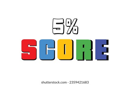 5 % Score sign designed modern style to catch the eye with color various combination. Point Vector illustration isolated white background.