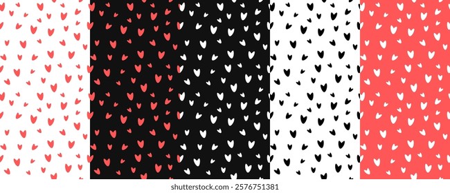 5 Seamless pattern with hearts on background