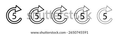 5 sec skip icon vector outline symbol or illustration