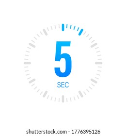 The 5 second, timer, stopwatch vector icon. Stopwatch icon in flat style. Vector stock illustration.