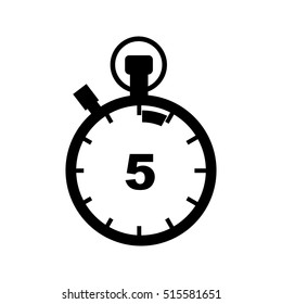 The 5 seconds, minutes stopwatch icon. Clock and watch, timer, countdown symbol.